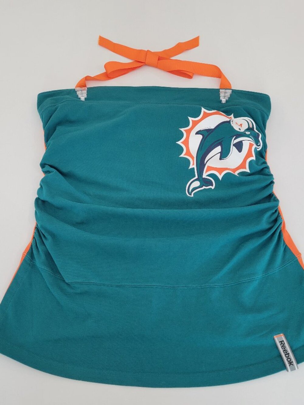 🏈🐬 Vintage MIAMI DOLPHINS Football Women's Reebok Ruched Tube Top 🏈